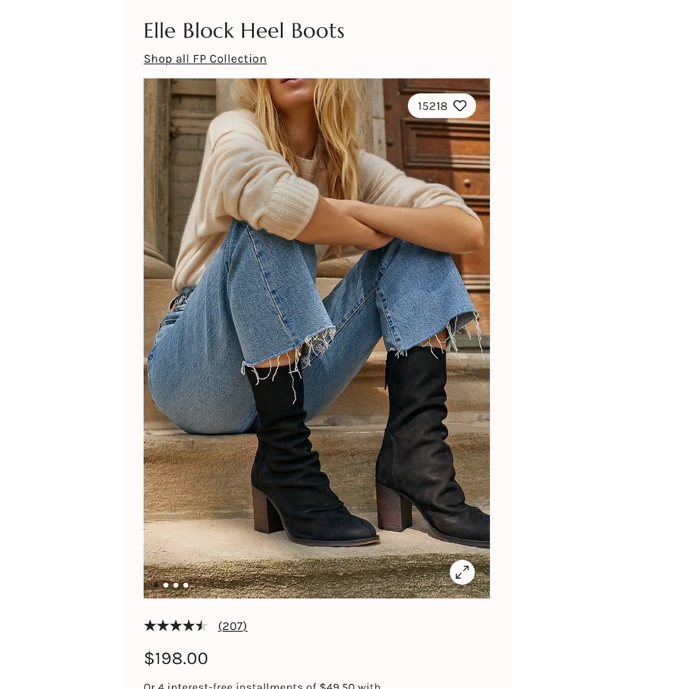 Free People Black Elle Block Heel boots size 37 or 7